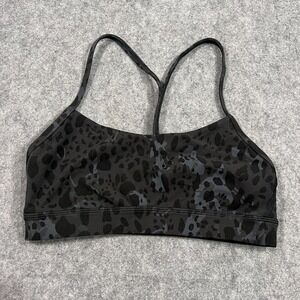 Lululemon Athletica Cheetah Camo Deep Coal Flow Y Nulu Bra Women's Size‎ 6